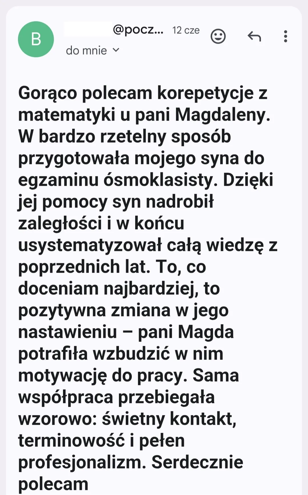 Opinia rodzica – wiadomość 10 z 27